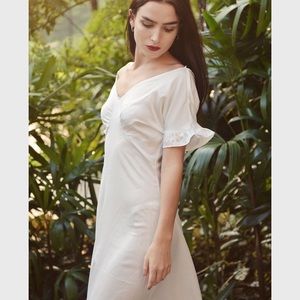 Leila Silk handmade olive silk blend dress